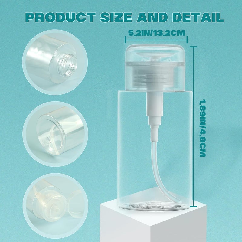 ETTSNU 3 Pack Push Down Pump Dispenser,Clear Push Top Empty Bottles with DIY Stickers for Alcohol,Nail Polish,Makeup Remover,Toner (200ml) - Image 3